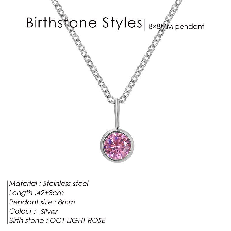 European & American Luxury Colorful Rhinestone Pendant Necklace - December Birthstone Stainless Steel Jewelry