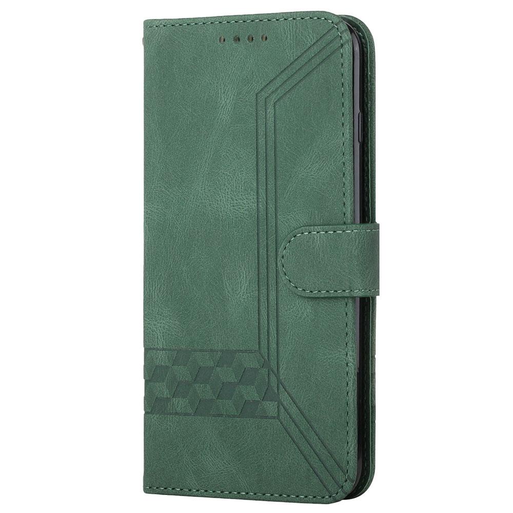 

For Samsung Galaxy A33 5G Phone Case with Strap Imprint PU Leather Wallet Stand Cover Green