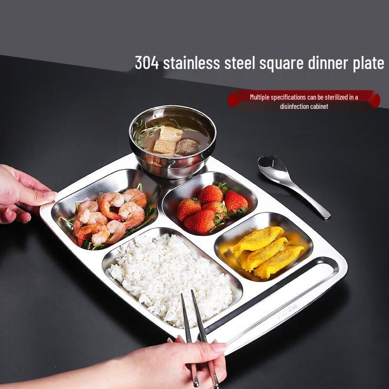 Food-Grade 304 Stainless Steel Compartment Lunch Tray Set