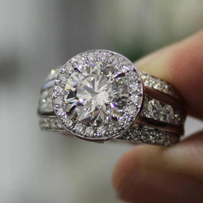 Simple Round Wedding Rings for Women 100%  Silver Cubic Zirconia White Stone Bridal Engagement Ring Bijoux Femme