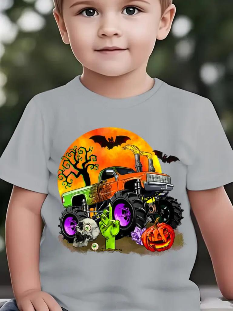 Happy Halloween Fashion Kids' T-Shirt Summer Casual Tops Spooky Short-Sleeved Halloween Pumpkins Print T-Shirts Halloween Gifts