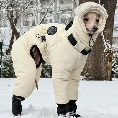 Modny wodoodporny zimowy kombinezon dla psa Pogrubiona kurtka zimowa dla psa z pełnym kryciem Ciepły polarowy Duże ubranka dla zwierząt Greyhound Whippet