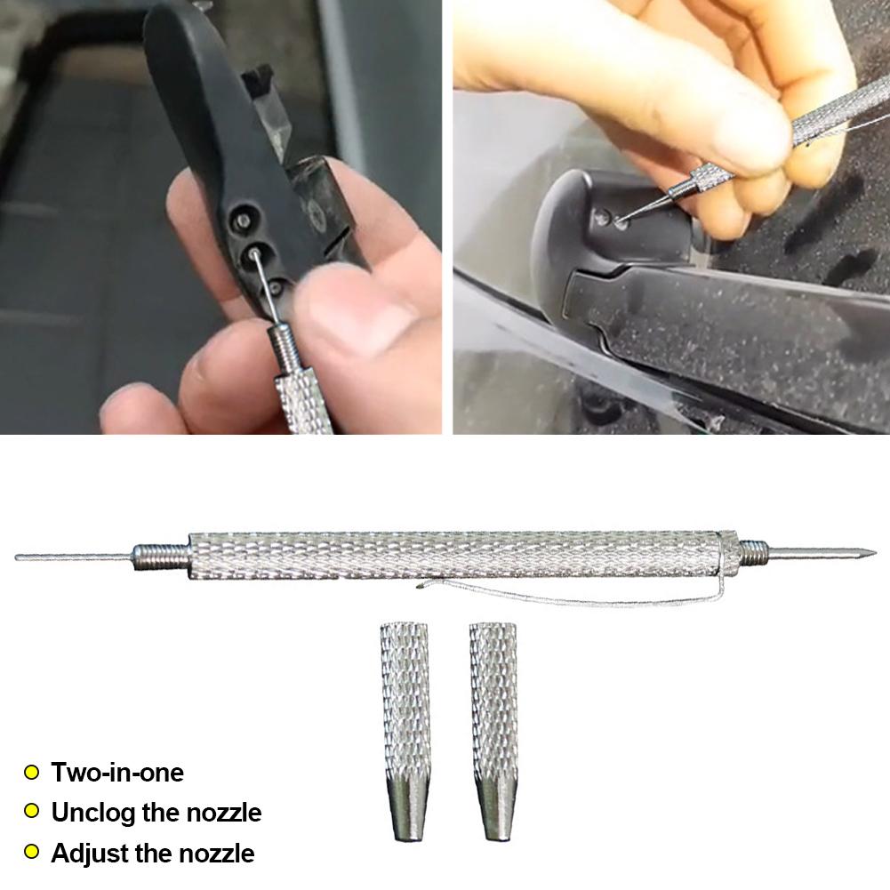Strumento di Regolazione Ugello Tergicristallo Auto 2-in-1 Pulitore Ago per Ugello Lavavetri Parabrezza Lavavetri Parabrezza