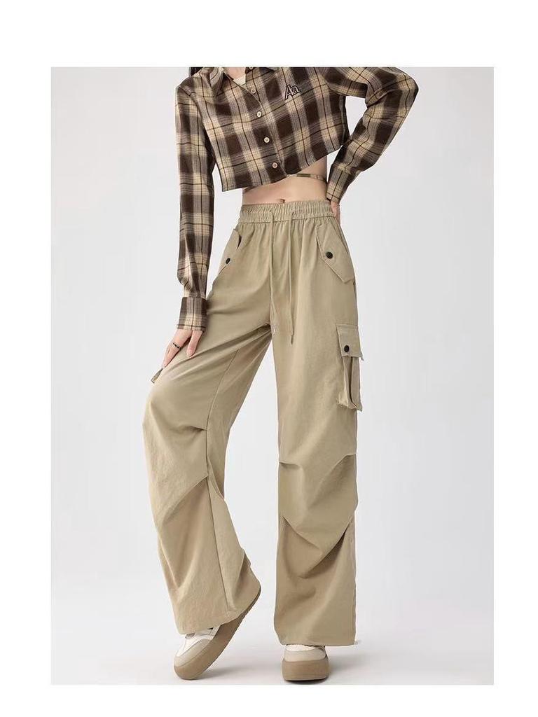 Women's High Waist Quick-Dry Parachute Pants: Summer 2025 Trendy Casual Wide Leg Sportswear