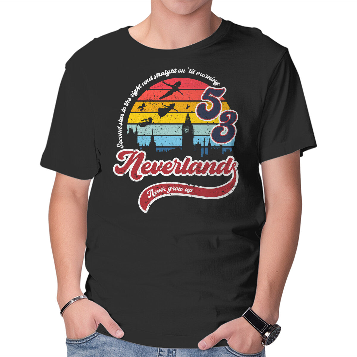 Unisex Crew Neck T-Shirt Never Grow Up Graphic Short Sleeve Casual Tee XXL