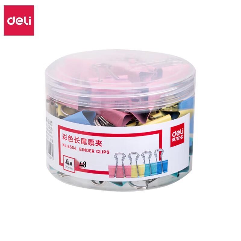 Deli 25mm Assorted Color Metal Binder Clips, 48 Count