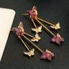 Purple Crystal Butterfly Stud Earrings - Elegant Women's Versatile Design