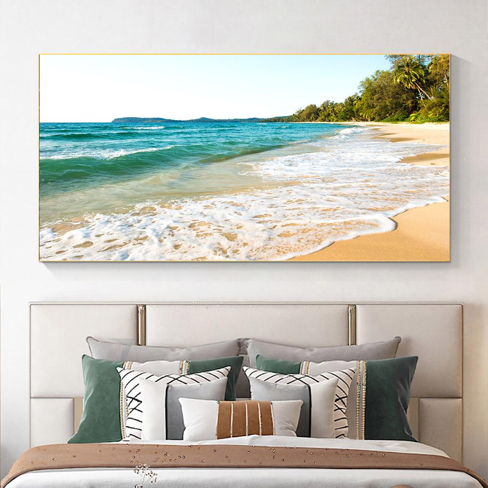 Modern Sea Wave Beach Sunset Landscape Canvas Painting Nature Seascape Posters and Prints Wall Art Pictures Home Decor