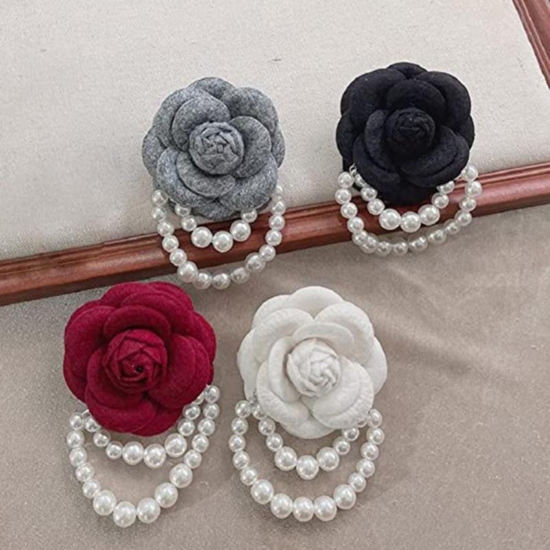 Luxury Brooches for Woman Scarves Buckle Pin Cloth Art Fabric Flower Pearl Brooch Fashion Clothing Jewelry Accessories