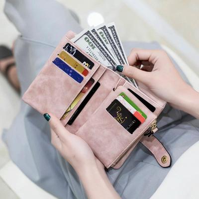 Portafoglio corto satinato da donna, versione coreana: grazioso, multi-carta, grande capacità.