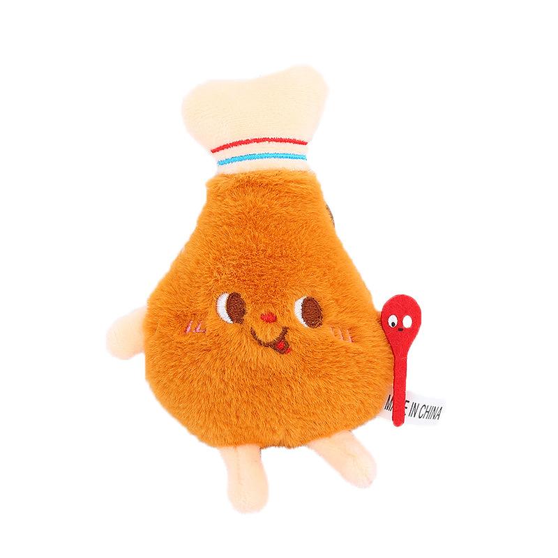 

Soft Charming And Hamburger French Fries Hot Dog Plush Keychain With Silver Keyring 12cm Drumstick