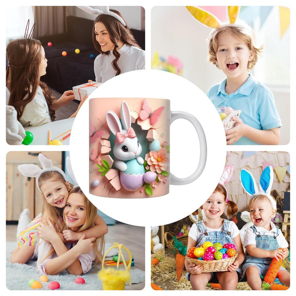 Easter Coffee Mugs Ceramic Leakproof Spring Drinkware Easter Mug Bunny Water Cup for Home Bedroom Living Room Kitchen Dining