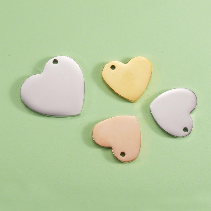 Gravierbarer herzförmiger Spiegelanhänger - Schmuckzubehör aus Edelstahl (17*19mm/22.5*25mm)