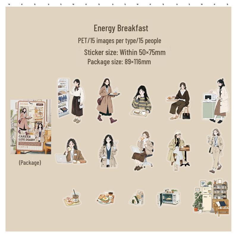 Yi Niao Workplace Life Sticker Pack: 6 Casual Character Designs for Decoration.