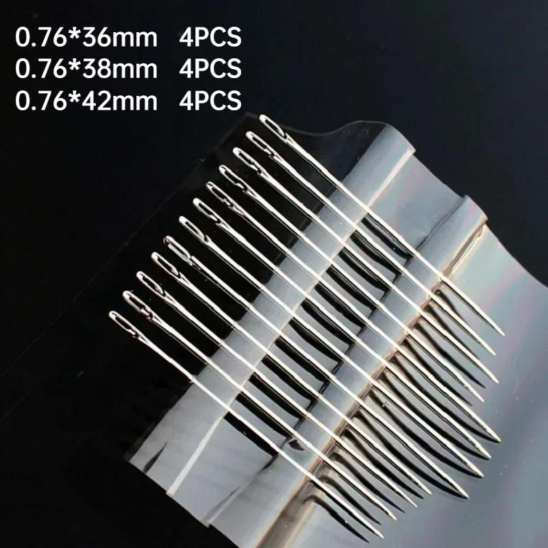 12-48PCS Side Hole Blind Sewing Needles Stainless Steel Self Threading Needle for Elderly Hand Sewing DIY Home Stitching Tool