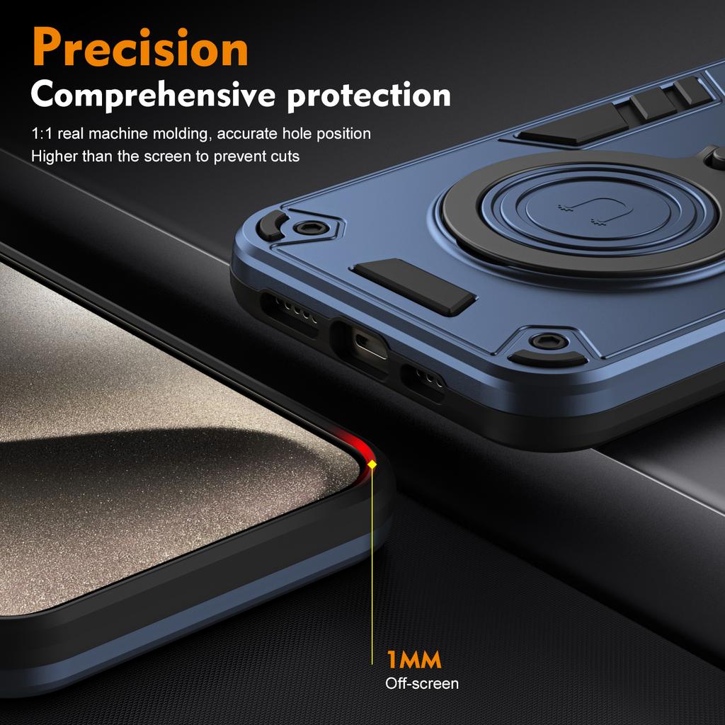 For iPhone 15 Pro Case Rotatable Kickstand PC+TPU Drop Protection Phone Cover