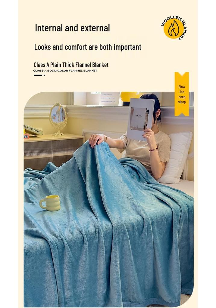 Class A Flannel Blanket: Multi-functional Solid Color, Perfect for Home & Office, Suitable for Mothers & Babies, Available In Single or Double Sizes