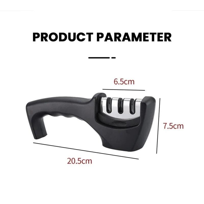 3-level Sharpener Manual Knife Sharpener Kitchen Knife Sharpener with Non-slip Base