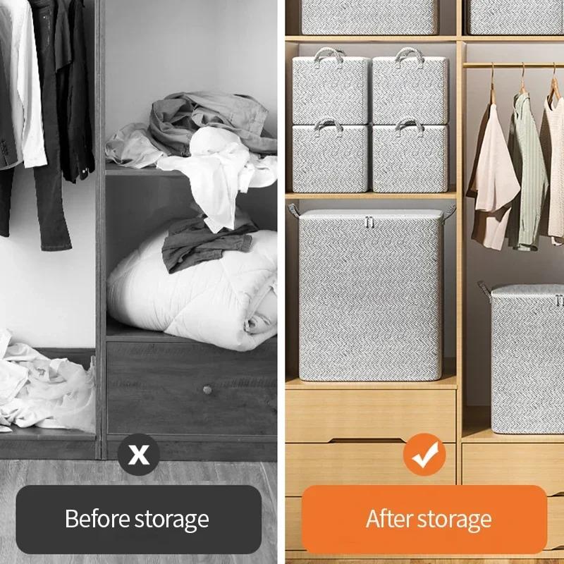 Clothes Storage Bag Wardrobe Organizer With Lids Quilt Organizer With Handle Luggage Moisture-Proof Organizer Household Sorting
