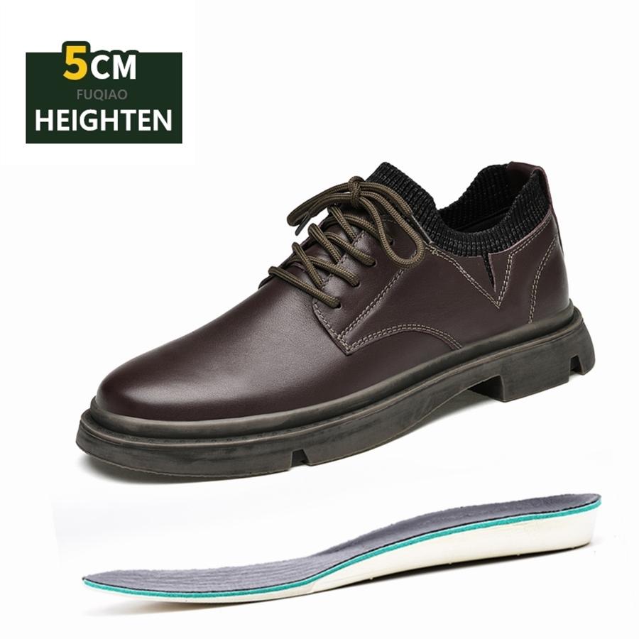 Men's Cow Leather 5cm Height Increase Business Casual Dress Elevator Shoes Comfortable Office Work Formal Shoes for Men Loafers