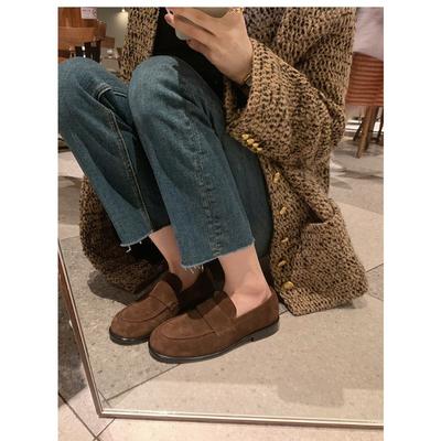 Sheepskin Retro Women's Leather Flat-bottomed Lazy Matte One-pedal Lazy with Skirt Small Leather Shoes