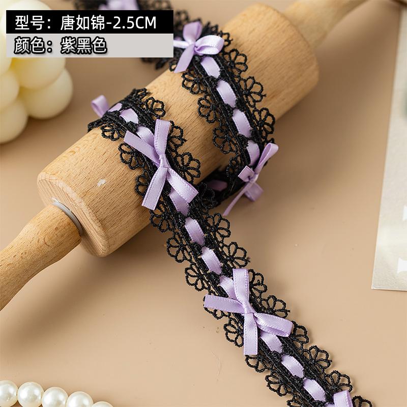 2.5cm Wide Lolita Lace Trim Ribbon For Party Dress Bow Embroideried Trimming Collar Decorative Fabric Sewing DIY Crafts Material
