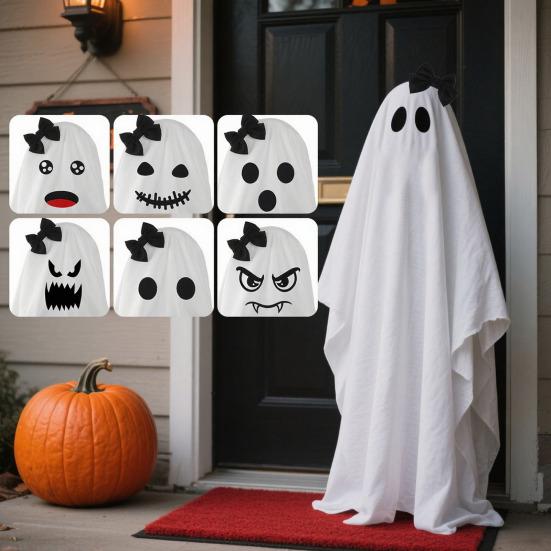 Halloween Ghost Decoration Outdoor Glowing Ghost with Witch Hat DIY Expressions