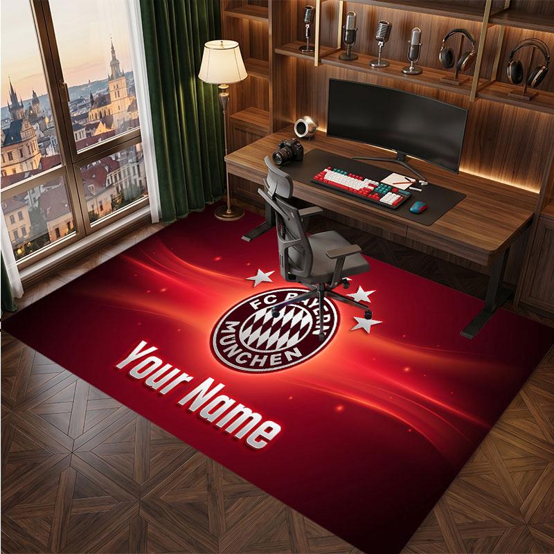 Tappeto in Cristallo di Velluto Personalizzato Bayern Monaco, Stampa Testo Nome Personalizzato, Logo Calcio Morbido Antiscivolo Tappetino per Pavimento Decorazione Casa Regalo