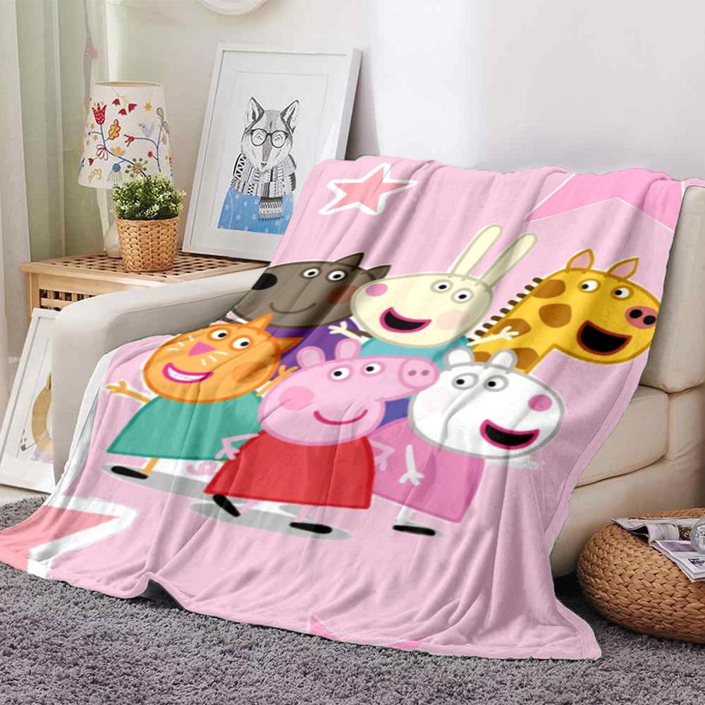 Peppa Pig Theme Printed Blanket - Perfect for Couch, Bed, Travel & Outdoor Use | Machine Washable, Cozy & Durable.