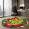 Grinch Printed Round Rug Carpet Chair Rug Area Rug Entryway Doormats,for Office Chair Living Room Bedroom Kitchen Room.