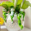 1Pc Cartoon Frog Statue, Resin Animal Hanging Art Ornament, Flower Pot Pendant, Frog Figurine for Home Decoration
