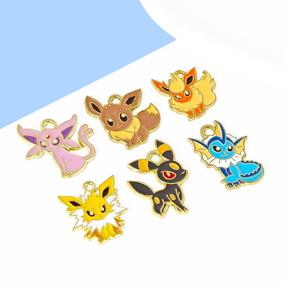 6pz Ciondoli Smaltati Personaggi Pokemon Pendente per Orecchini per Portachiavi Fai da Te Collana Accessori Gioielli in Metallo Cartone Animato Anime