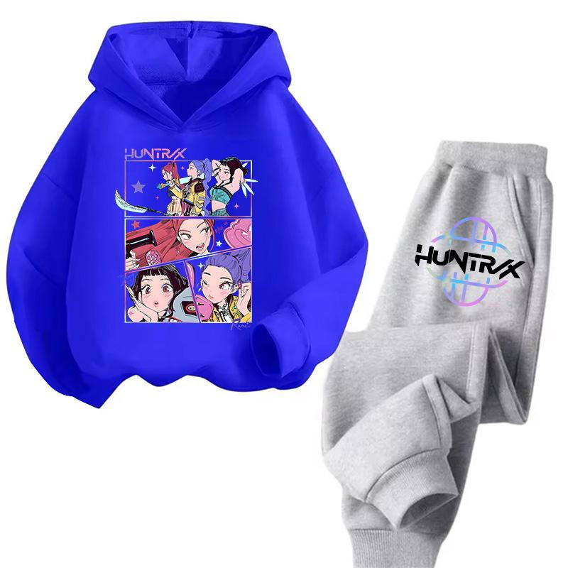 Unisex Sets Children Hoodies Kpop Demon Hunters Kawaii Pullover Sweatshirt Anime Trucksuit Cartoon Clothes
