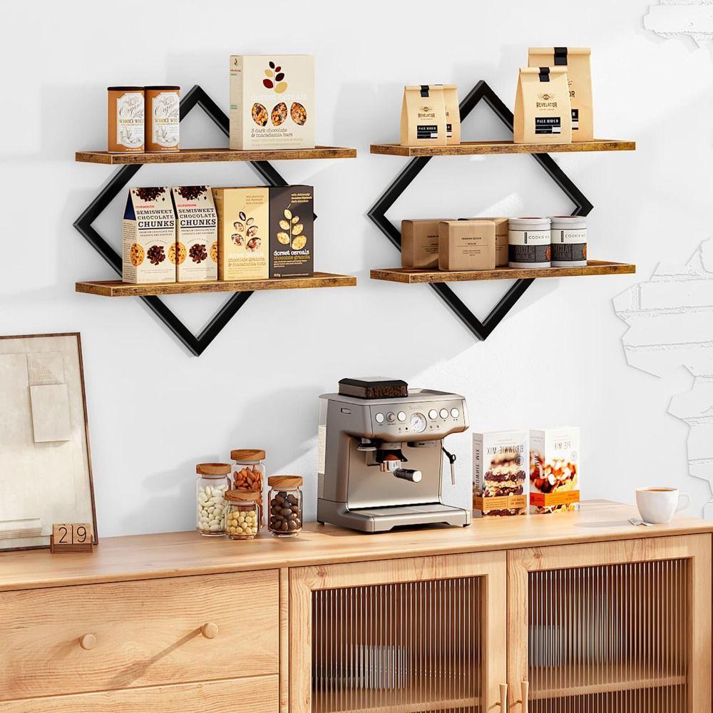 Double-Tier Floating Shelves Wall Mounted Bathroom Shelves  for Living Room Bedroom Kitchen