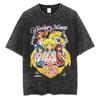 MINISO Maglietta Lavata Stampata Anime Sailor Moon Estate Nuova Cotone Uomo e Donna Larga Casual Retro Trendy Manica Corta Top