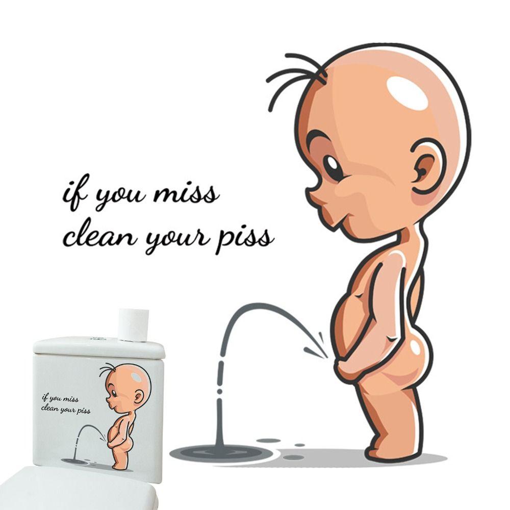 Easy to Scrub Toilet Decals DIY Bowl Lid Art Mural Cartoon Children Pee Sticker  Home Decor
