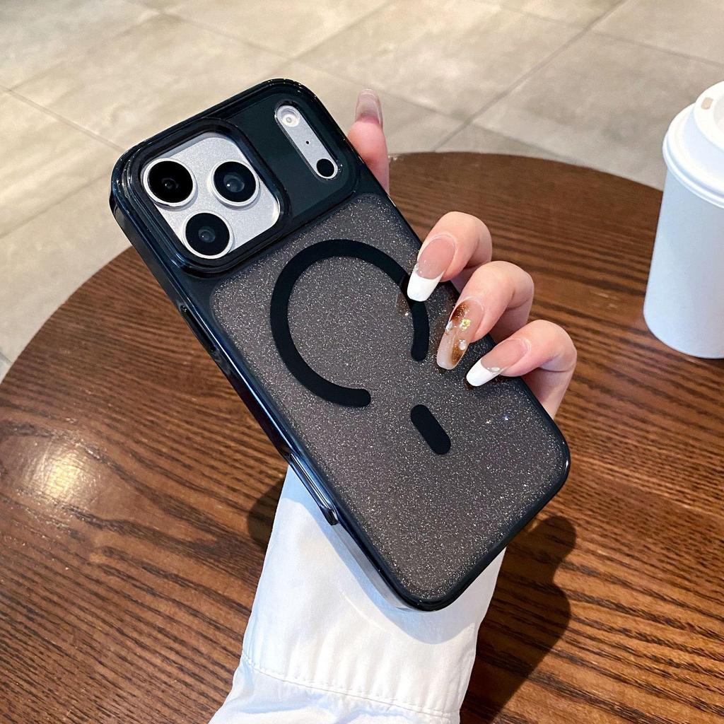 Compatible with iPhone 14/16 Pro/17 Pro Max: High Transparency, Drop-Proof, Glitter Magnetic Suction Case