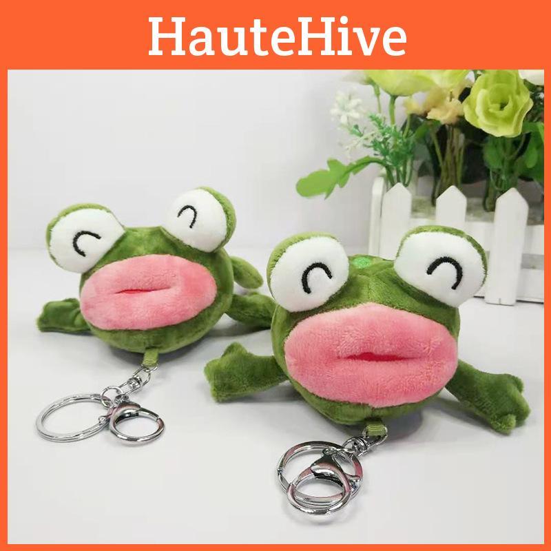 Měkký a mazlivý kreslený žabák plyšový klíčenka Roztomilá zelená plyšová panenka příslušenství
