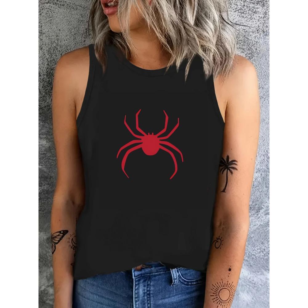 Hip hop women s spider print vest T-shirt pattern vest S