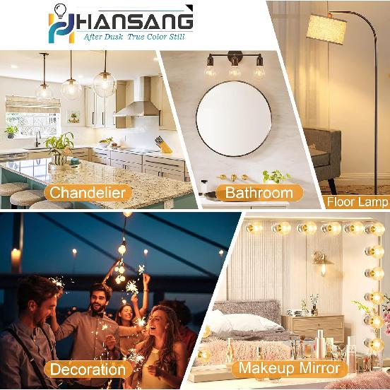 hansang 8 Pack G25 LED Edison Globe Light Bulbs, 3000K Soft White, E26 Base Round Light Bulbs for Bathroom Vanity, 6W 60W Incandescent Equivalent,