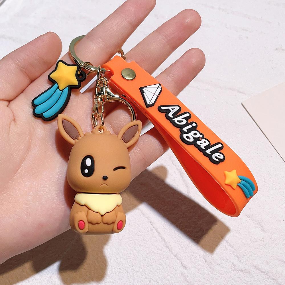 Cute Pokemon Anime Eeveelution Keychain Toy Eevee Leafeon Sylveon Flareon Umbreon Vaporeon Espeon Glaceon Jolteon Birthday Gifts