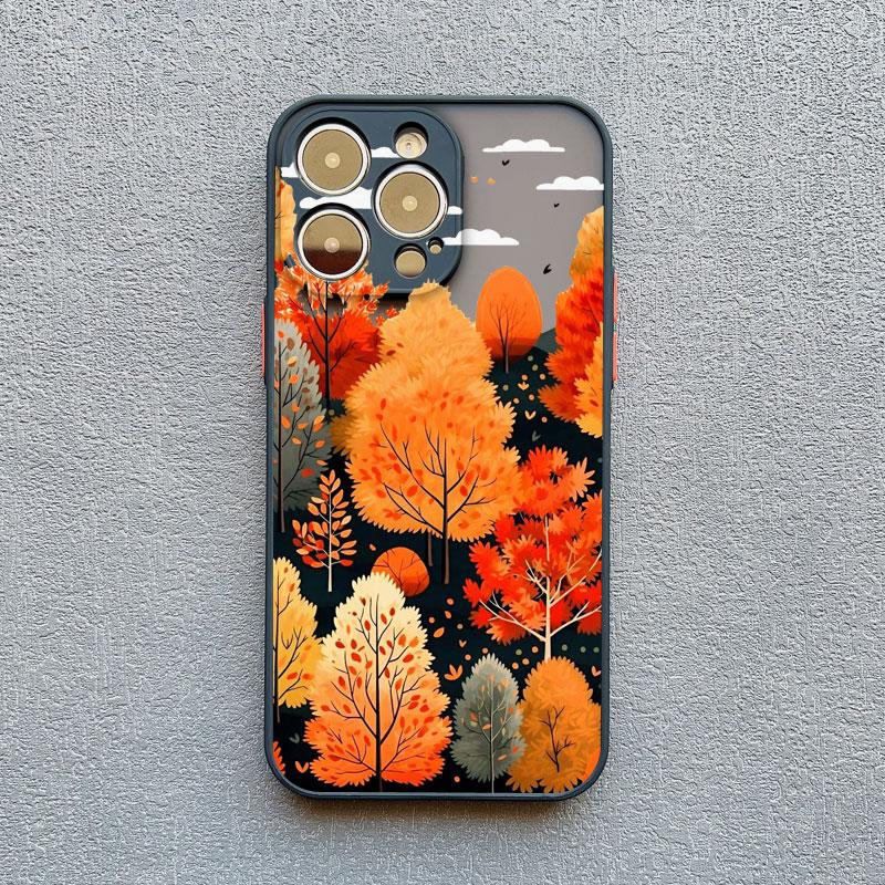 Leaves Autumn Forest House Phone Case for iPhone 12 13 Mini 11 14 15 16 Plus Pro Max 7 8 SE 2020 X XS XR Protective Phone Cover