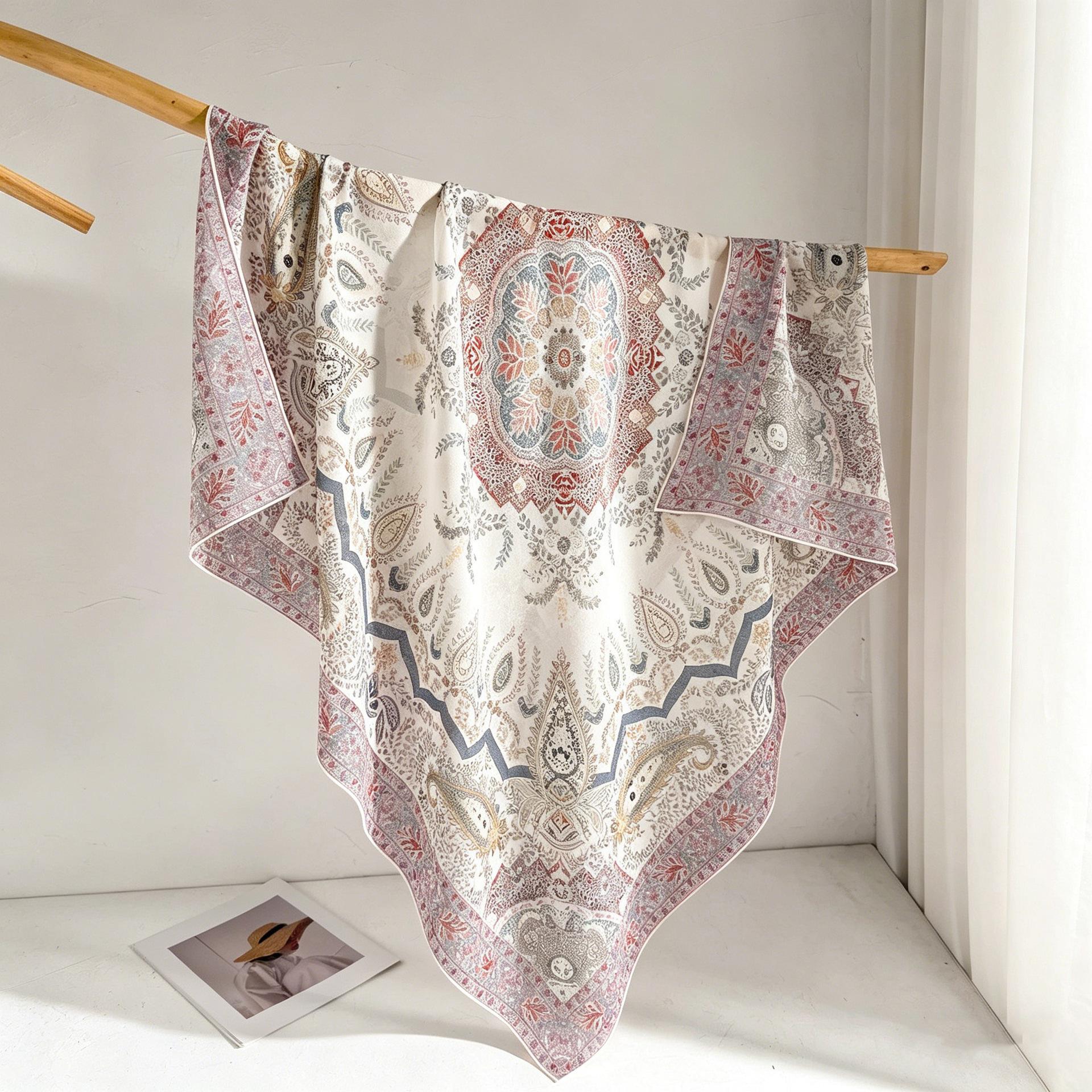 Premium sense 100% mulberry silk georgette silk scarf silk square scarf light and breathable outer shawl mother gift 105