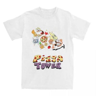 Pánské dámské tričko Pizza Tower Plus s kulatým výstřihem Overd Streetwear Harajuku Denní ležérní Vintage Unisex trička#Barva(1)