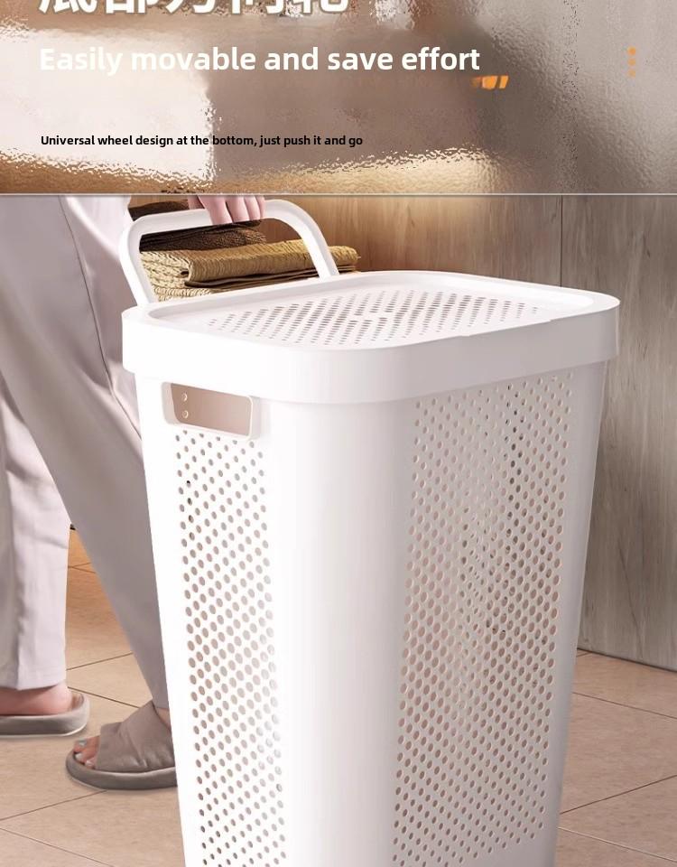 Large Capacity Laundry Hamper with Lid - Dirty Clothes Storage Basket for Bathroom