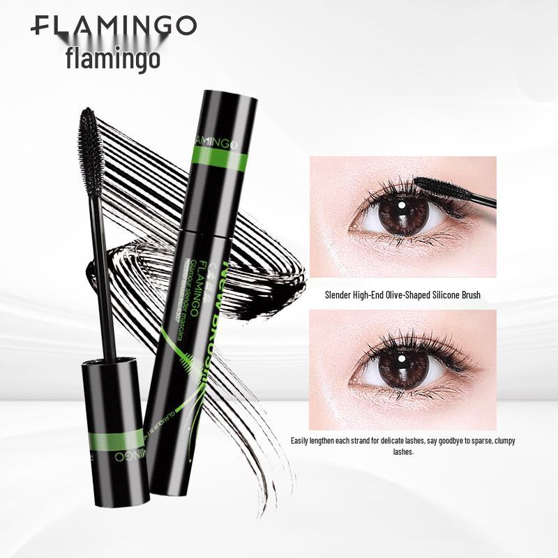 Flamingo Magic Volume Mascara: Silicone Brush, Lengthening, Thickening, Sweat & Smudge-proof.