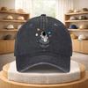 Astronaut Space Print Washed Denim Baseball Cap Adjustable Vintage Streetwear Hat Unisex