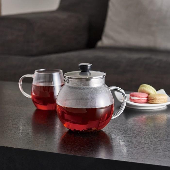 HARIO Jumping Leaf Pot S 600ml Heat-Resistant Glass Teapot JPS-60-HSV Silver 600mL