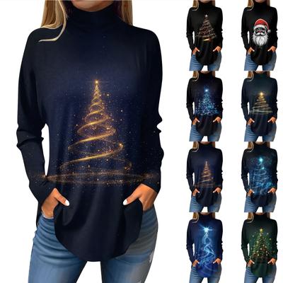 Damen T-Shirt mit Rundhalsausschnitt, modisch, lässig, bedruckt, langärmelig