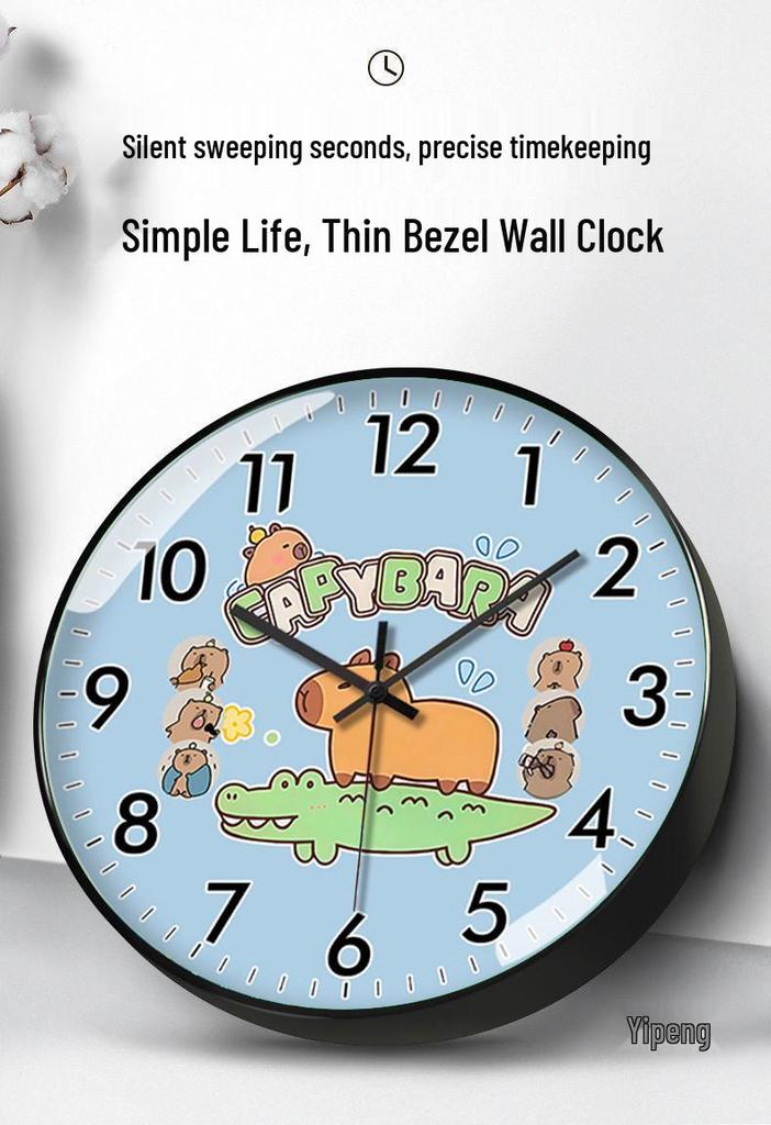Capybara-Themed Silent Wall Clock for Home and Children's Study